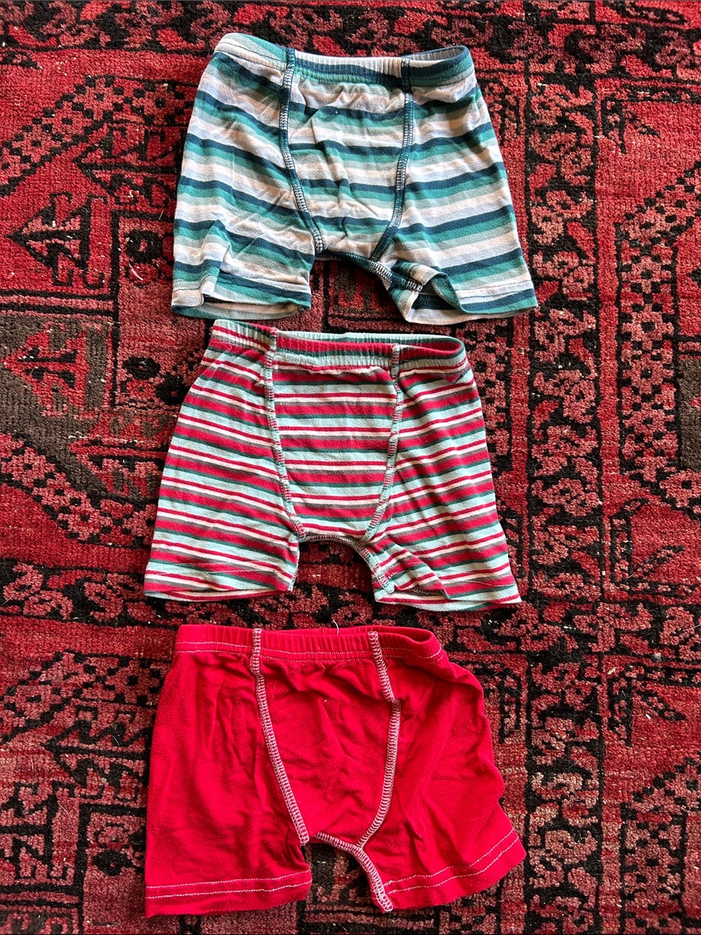 Kickee Pants boys Striped & Solid Boxer Briefs - 3-Pack (Blue, Red, Teal) 2t/3t